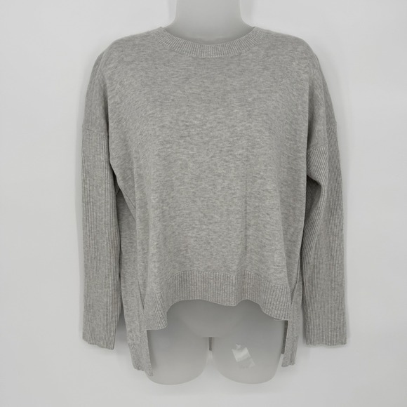 Athleta Sz M Gray Highland Crossback Crewneck Sweater Cotton Silk Blend Top‎ - Picture 2 of 9